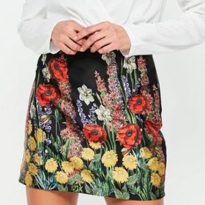 Floral Black Skirt